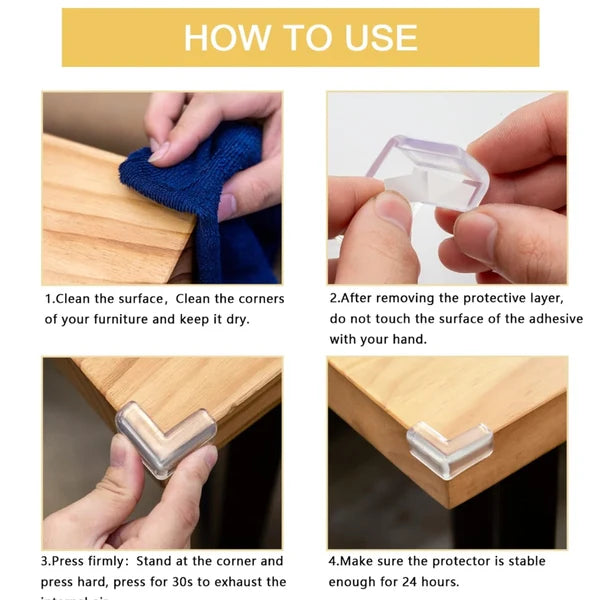 Crystal Clear Safety Silicon Corner Protectors (12 Pack) – Baby Proofing & Furniture Guard